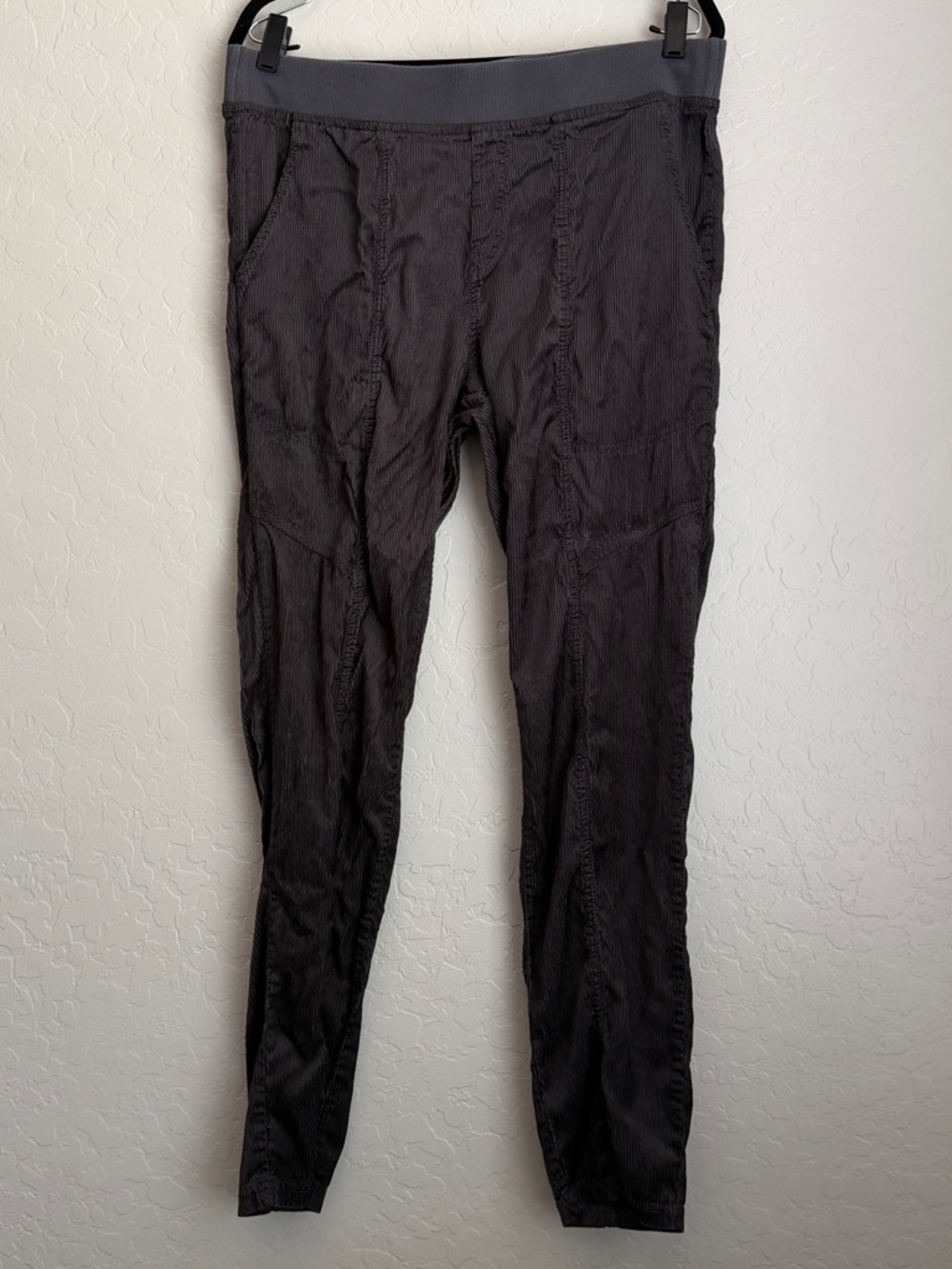 XCVI Women's Pull On Ruched Velour Pants Dark Gray Large